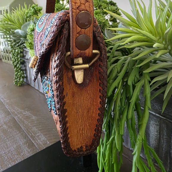 Rare Roth And Madge Handtooled Leather Swarovski Crystal Bag- Collectable OOAK - Picture 3 of 15